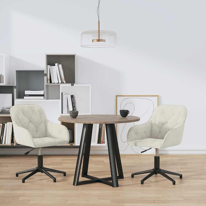 vidaXL - Eetkamerstoelen - draaibaar - 2 - st - fluweel - crèmekleurig