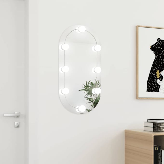 vidaXL - Spiegel - met - LED-verlichting - ovaal - 80x40 - cm - glas