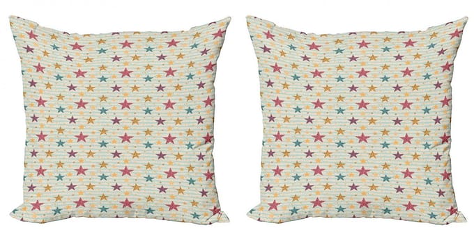 ABAKUHAUS Sterren Kussenhoezen-Set 60x60 cm – Tweezijdig – Met rits – Multicolor
