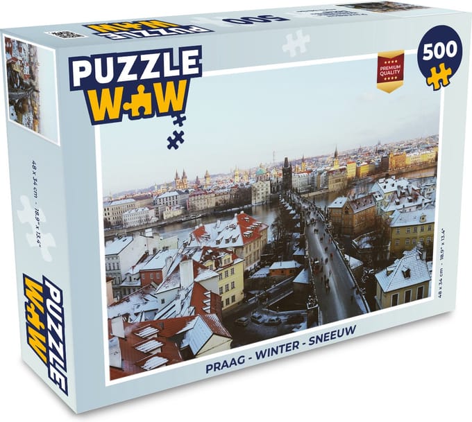Puzzel Praag - Winter - Sneeuw - Legpuzzel - Puzzel 500 stukjes