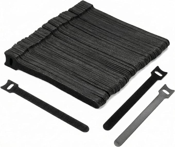 150 Stuks Velcro Kabelbinders 150x12mm, Herbruikbare en Verstelbare Straps voor Kabelbeheer (Zwart)