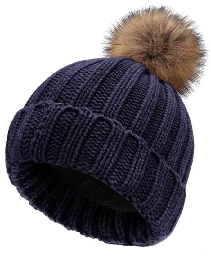 Go Go Gadget - Beanie - Grof gebreid - Pompom - Winter muts - Donker blauw
