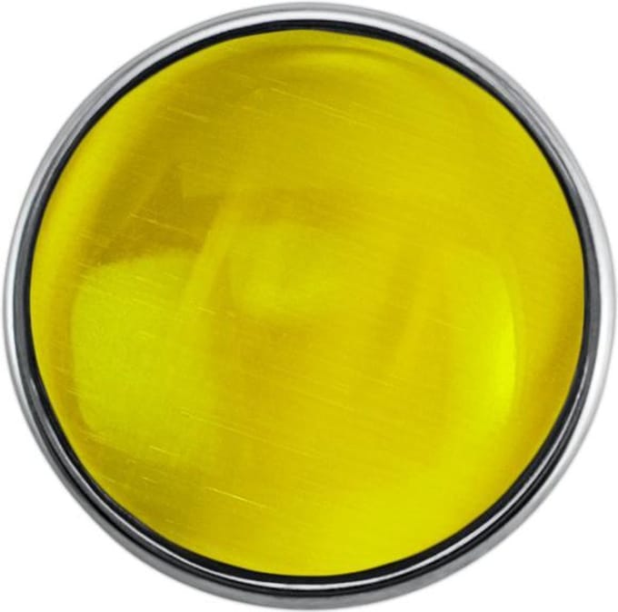 Quiges - Dames Click Button Drukknoop 18mm Glas Cat Eye Geel - EBCM134