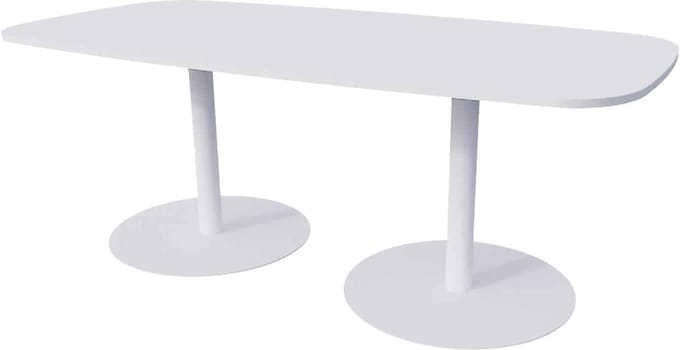 Linesto Vergadertafels Deens Ovaal 200cm breed 100 cm diep Framekleur Wit Bladkleur Wit