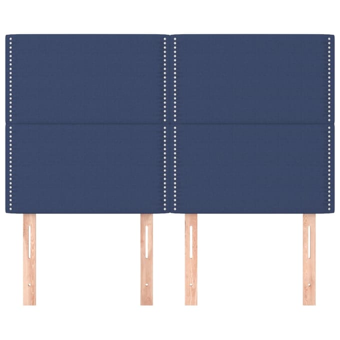 vidaXL - Hoofdbord - blauw - 144x5x118/128 - cm - stof