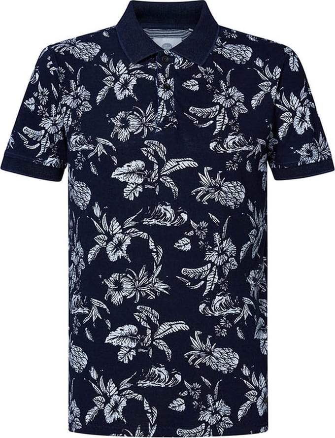 Petrol Industries - Heren Botanical Polo - Blauw - Maat M