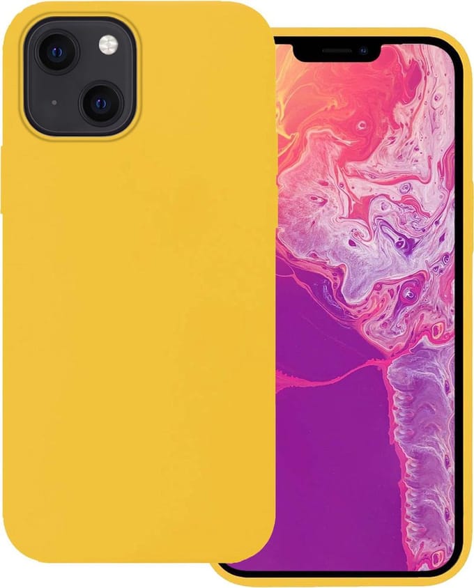 Hoesje Geschikt voor Apple iPhone 13 Mini - Sterk & Shockproof - Hoes Cover - Siliconen Case - Geel
