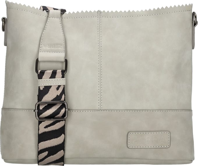 Zebra Trends Merel Schoudertas Dames - Handtas met verstelbare en afneembare schouderband - Tas van Imitatieleder - Middengrijs