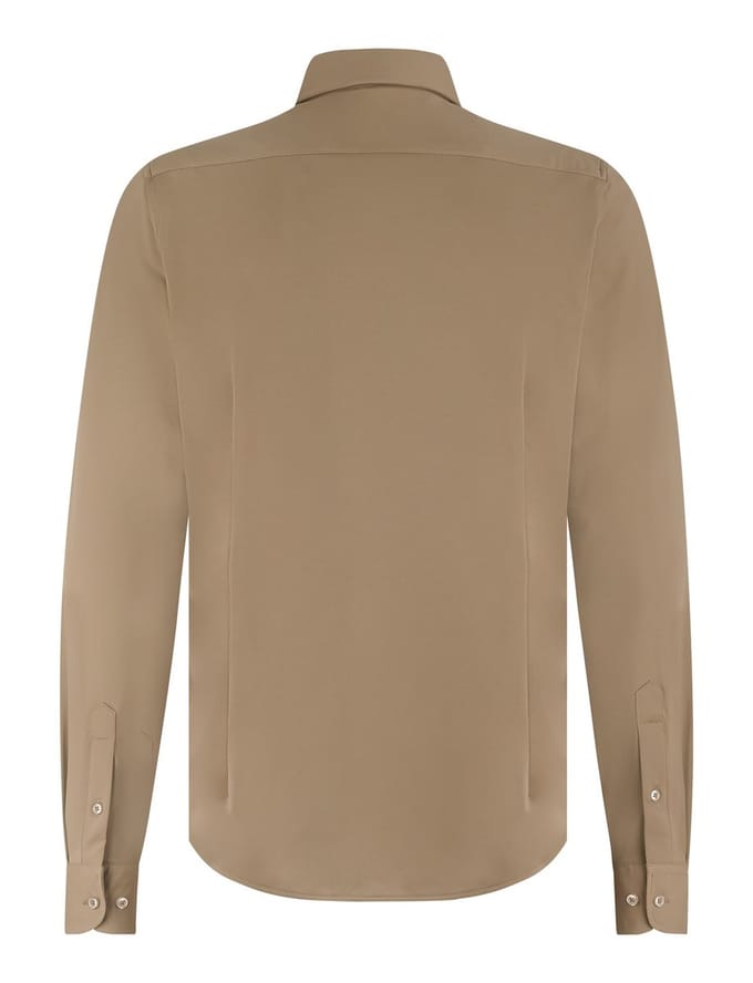 Overhemd Blue Industry beige effen stretch