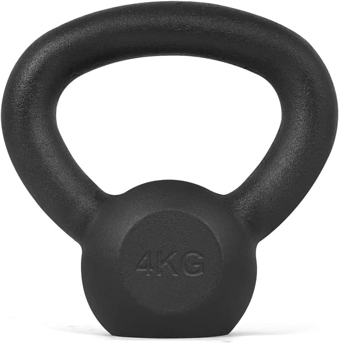 Kettlebell Gietijzer - Kogelhalter Gewicht - Kracht Training - Ergonomische Handgreep - 4 Kilogram - Zwart