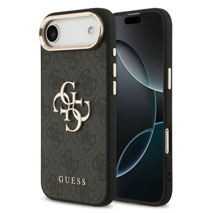 Guess 4G Metal Logo Backcover voor de Apple iPhone Air - Gold Edge - Black