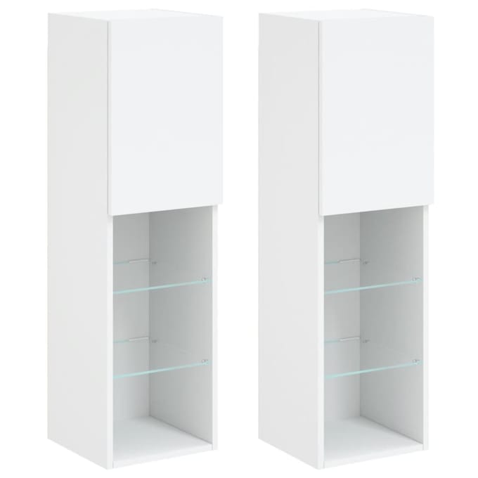 vidaXL - Tv-meubels - met - LED-verlichting - 2 - st - 30,5x30x102 - cm - wit