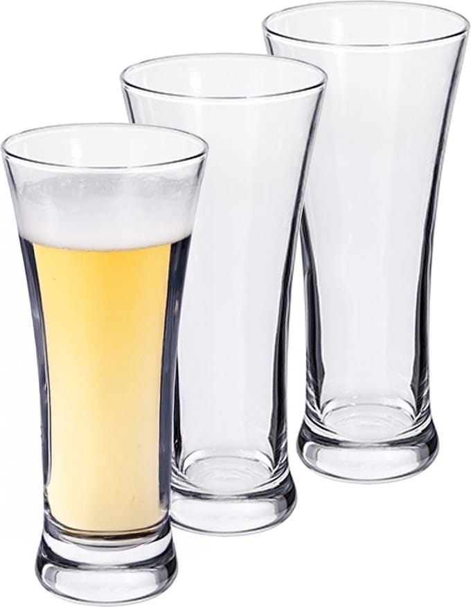 Alessandro Bierglazen Flutes Crystal - 3x stuks - glas - 350 ml - 7 x 15 cm - Speciaal bier glazen