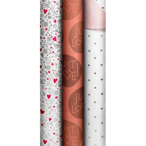 Stewo valentijnsdag cadeaupapier, formaat 70 x 150 cm. - tender feelings assorti