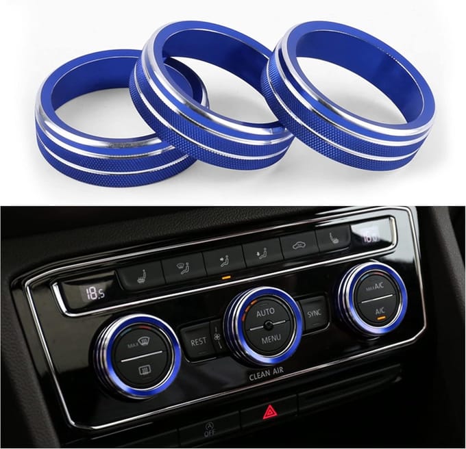 3x Set Aluminium Knoppen voor Airconditioning Bediening Middenconsole - Universele Auto Accessoire