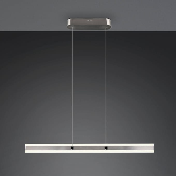 Trio Lighting LED hanglamp Arcola, nikkelkleurig, lengte 115 cm CCT 2-lamps.