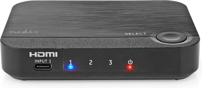 Nedis HDMI-Converter - 1x USB-C / 2x HDMI Input - 1x HDMI Output - 1-weg - 4K@60Hz - 18 Gbps - ABS - Antraciet