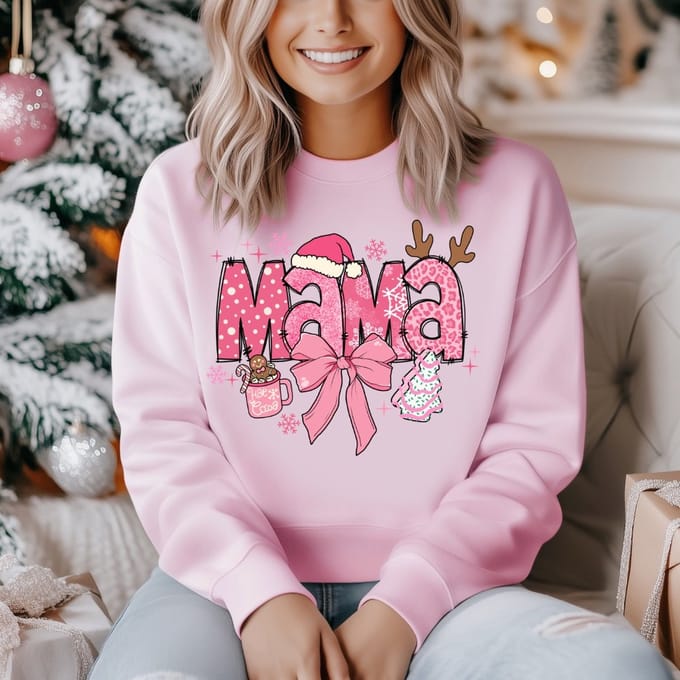 Kersttrui voor dames mom met kerst print-Maat M
