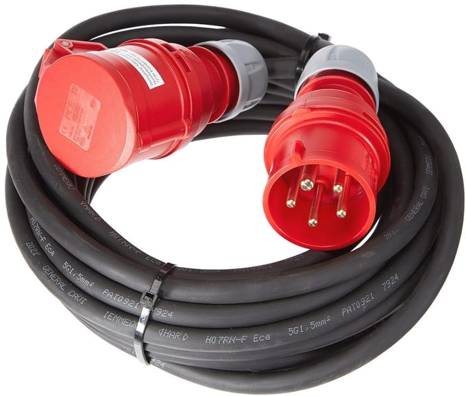 CEE Verlengkabel 16A - 10 meter 5-polig H07RN-F 1,5 mm²