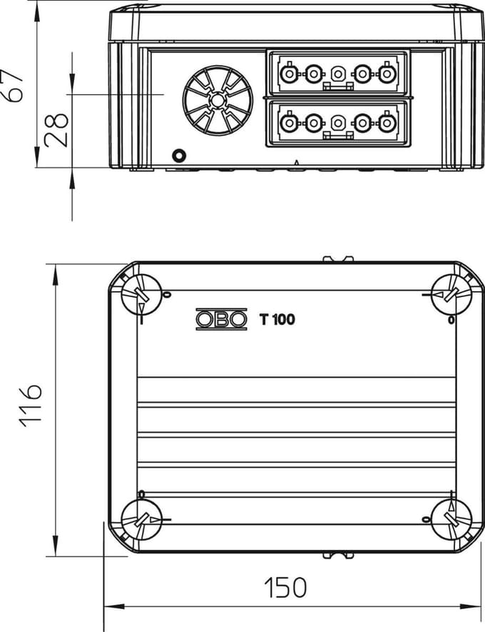 OBO T-Box Doos voor montage op wand/plafond