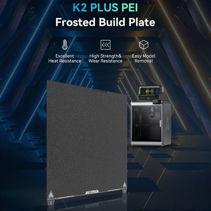 Creality K2 PLUS Mat PEI Bouwplaat met Poedercoating Textuur Printplatform Ultrahoog zwart