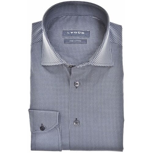 Ledûb Overhemd Modern Geometric Dot Navy / male
