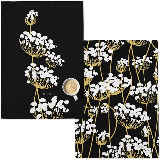 Set van 2 theedoeken Golden sprouts | Blanc