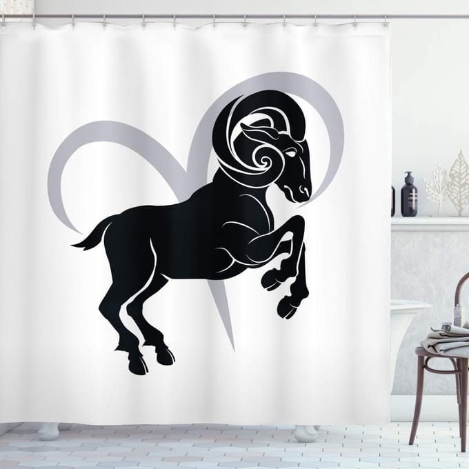 ABAKUHAUS Douchegordijn – Ram Ram – 175x220 cm – Polyester – Lichtgrijs