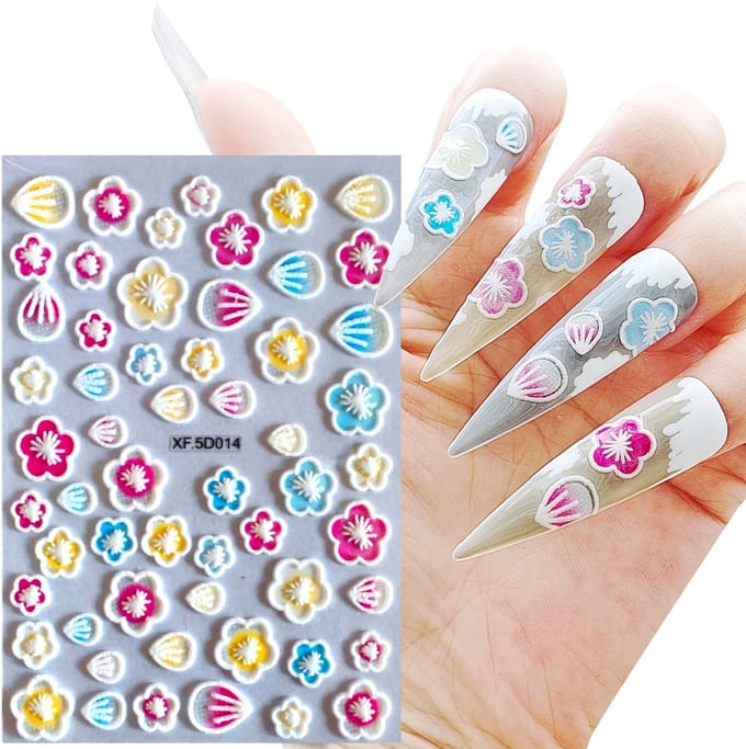 Frezarkowo - 5D Nagelstickers - Kwiatki - 10,5x6 cm - Zelfklevend