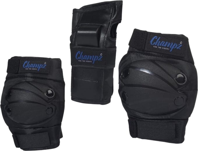 Champz Skate Beschermset – Kinderen – Zwart/Blauw – Large (39-42 EU)