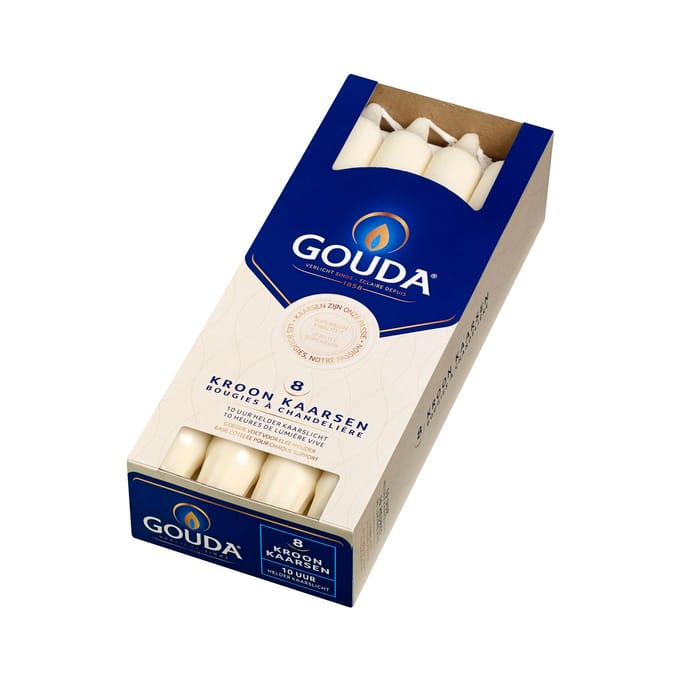 Gouda Dinerkaarsen / Tafelkaarsen Ivoor 24 cm - 8 Stuks