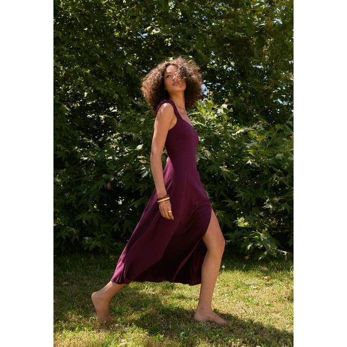 Stradivarius Midi-jurk met strik op de rug  Paars M