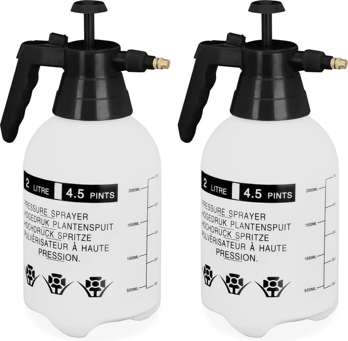 2x drukspruit 2 l - plantenspuit - onkruidspuit zwart - druksproeier - met pomp