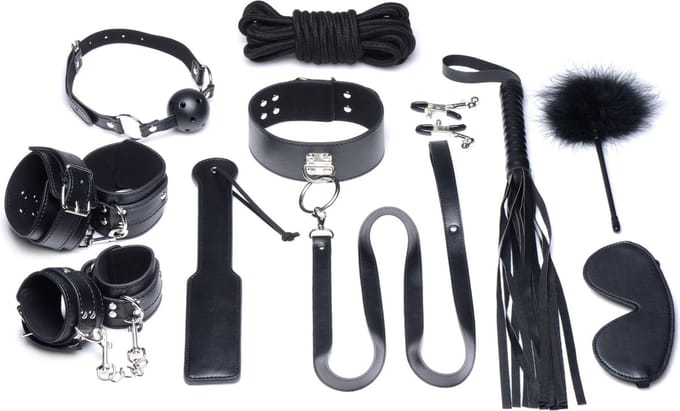 XR Brands Deluxe 10-Piece Bondage Set black