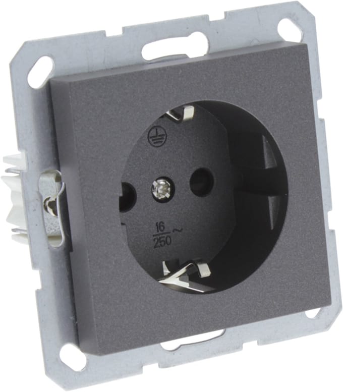 Q-Link S-Line contactdoos - 1-voudig - randaarde - antraciet