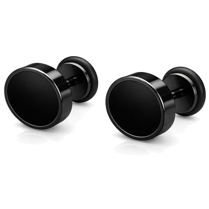 Mendes heren oorbellen Edelstaal Zwart-8mm
