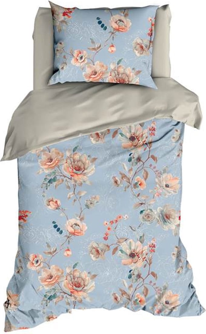 Satin d'Or Charlotte Dekbedovertrek - Eenpersoons - 140x200/220 cm - Blue