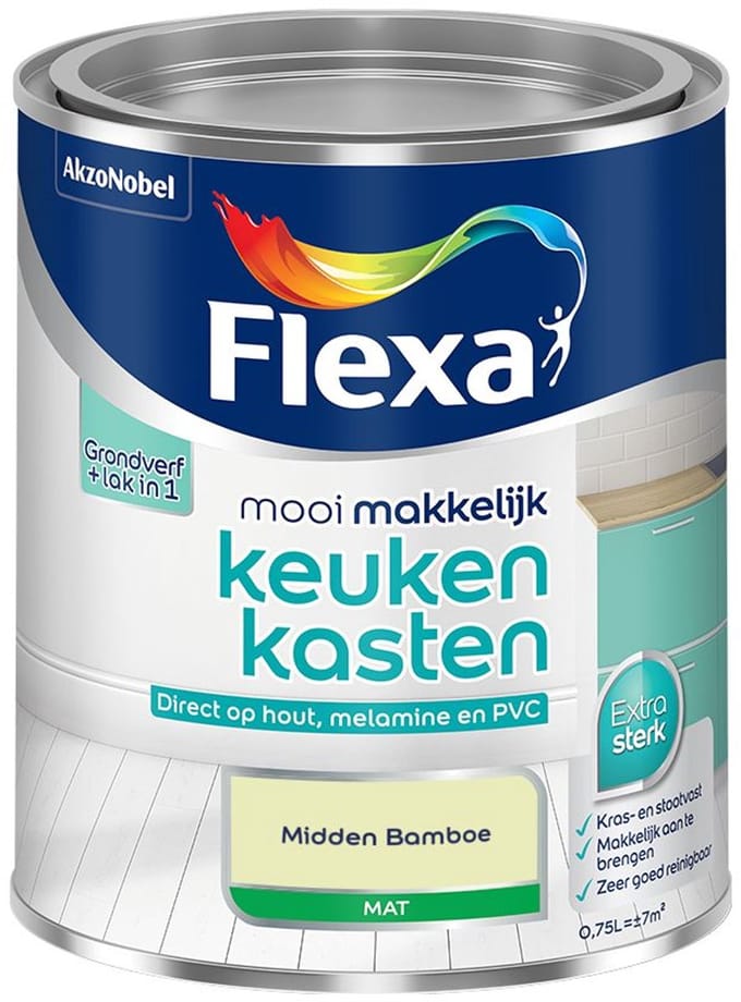 Flexa - Mooi Makkelijk Keukenkasten Mat - Midden Bamboe - Mengverf - 750 Ml