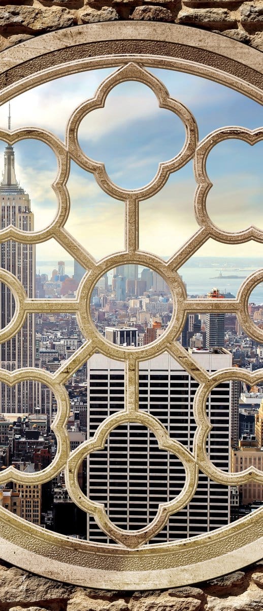 New York City Skyline Window Photo Wallcovering