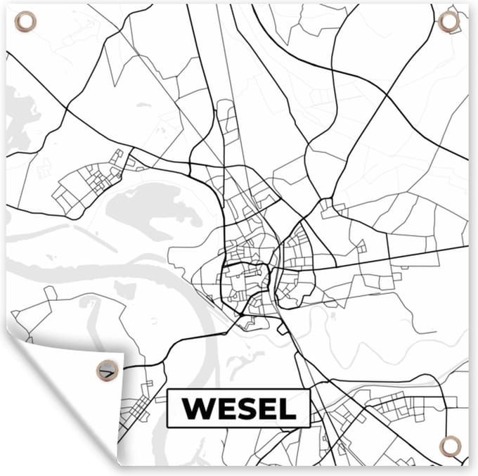Tuindoek Stadskaart - Plattegrond - Wesel - Kaart - 100x100 cm