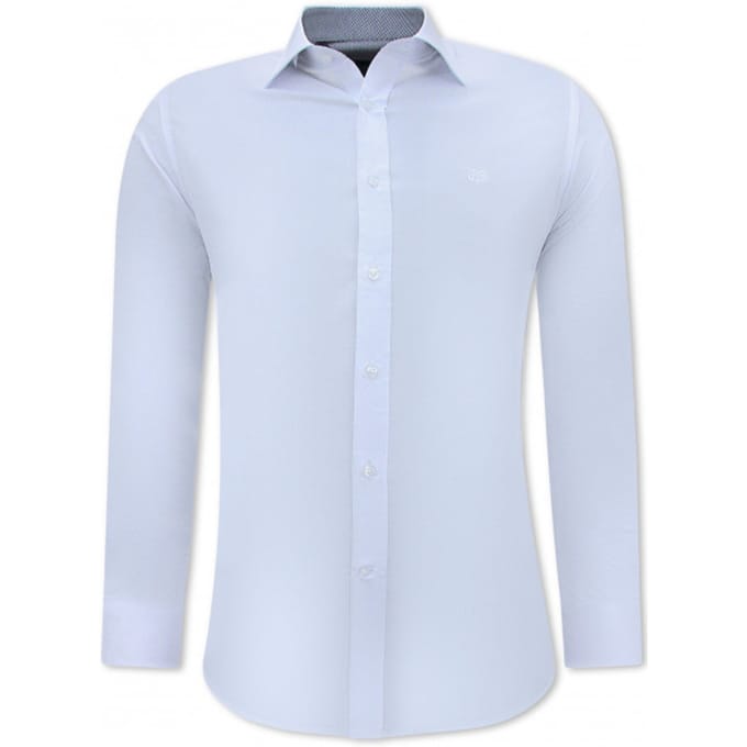Wit Overhemd Heren - Witte Blouse Heren - Nette Overhemden Voor Mannen - Slim Fit Blouse Stretch - Wit