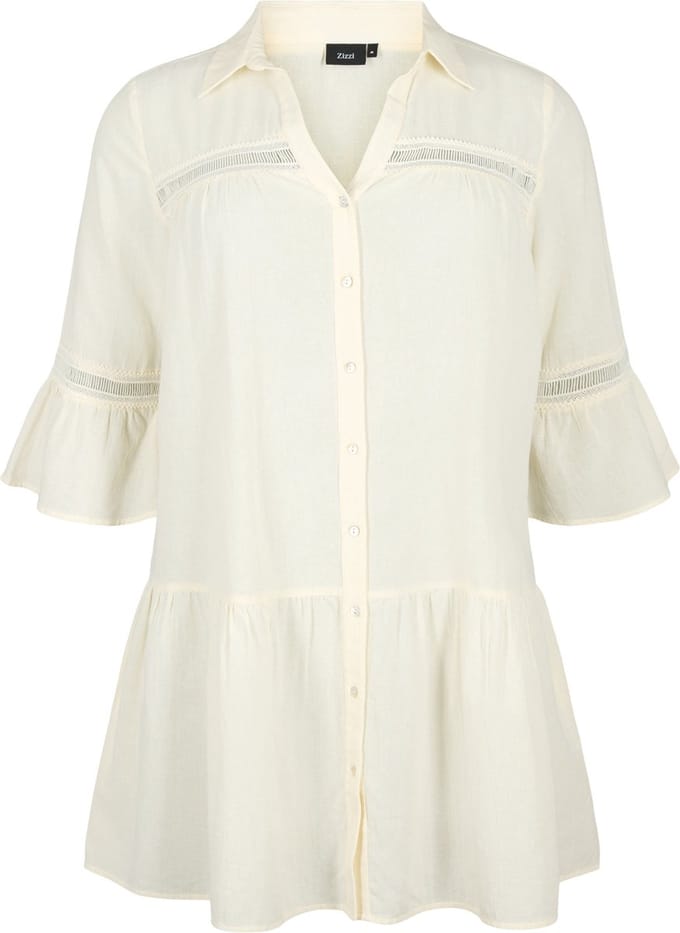 ZIZZI MZAHRA, 3/4, TUNIC Dames Tuniek - Off-white - Maat S (42-44)