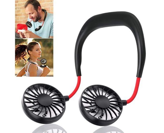 Ventilateur personnel - AUCUNEARY - Mini ventilateur - Rechargeable par USB - Design casque - Noir noir