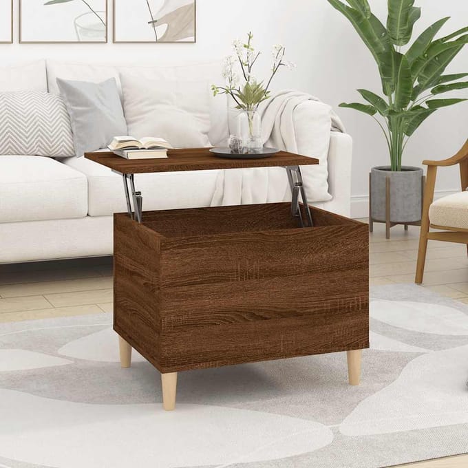 vidaXL - Salontafel - 60x44,5x45 - cm - bewerkt - hout - bruin - eikenkleur
