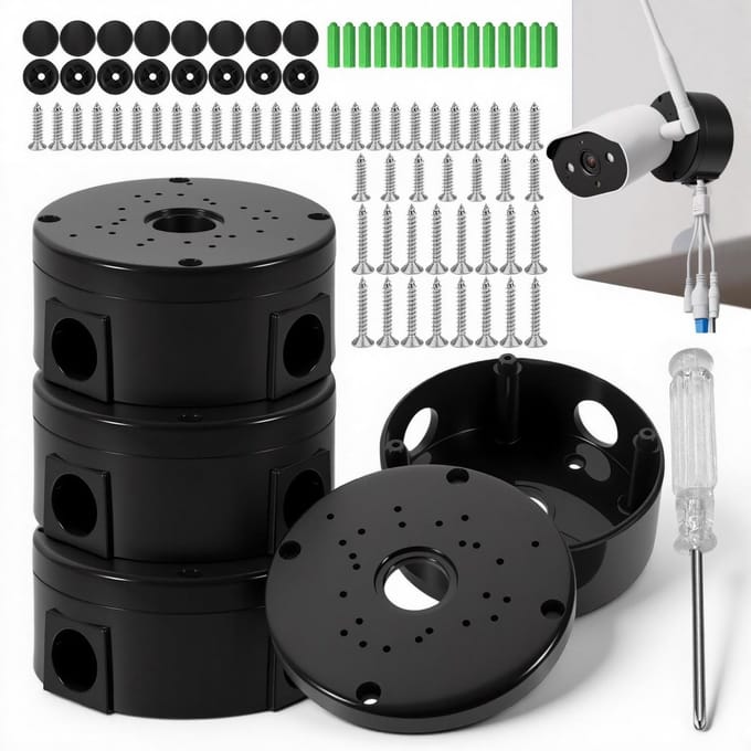 Camera Aansluitdozen - Waterdichte Dozen - Buiten Beveiliging - Set van 4 - Mini Formaat - Zwart