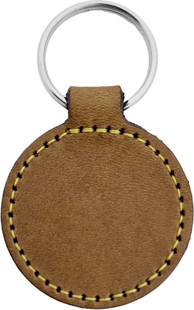 CombiCraft Blanco leren sleutelhanger rond 45mm - 10 stuks