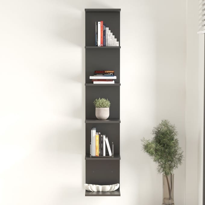 Wandplank Surahammar 180x34,5x30 cm zwart [en.casa]