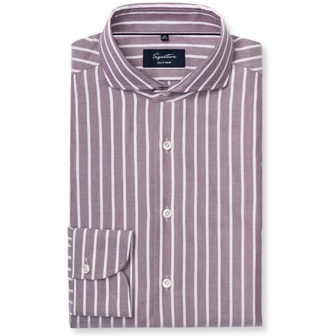 OLYMP Signature Overhemd, Tailored Fit, Signature Cutaway, Bordeauxrood
