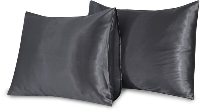 Beauty Silk - Satijnen Kussenslopen - Set van 2 stuks - 60 x 70 cm - Antraciet - Glans Satijn