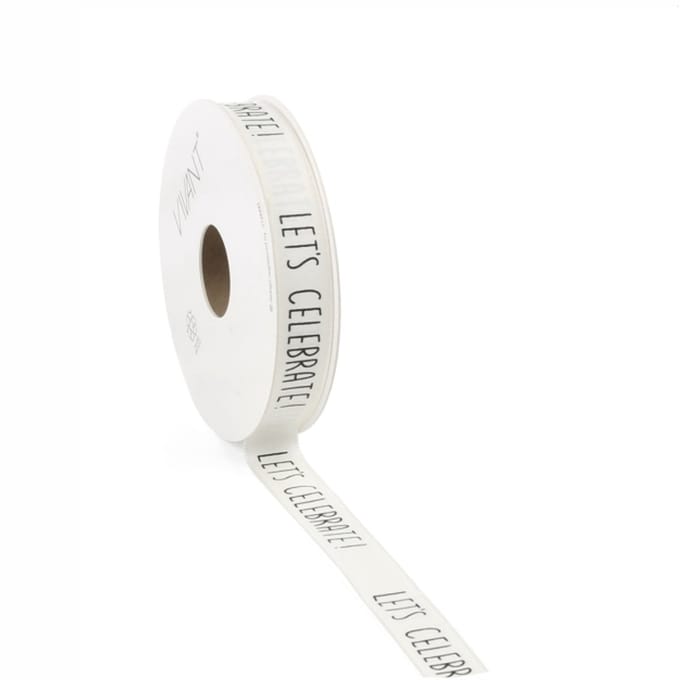 Katoen lint - LET'S CELEBRATE – 15mm x 25 meter